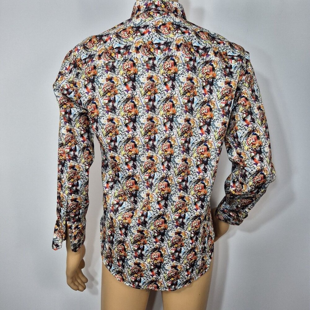 Visconti Black Button Down Long Sleeve Shirt Men’s Size S multicolo Flip Cuff 51 - Picture 3 of 9